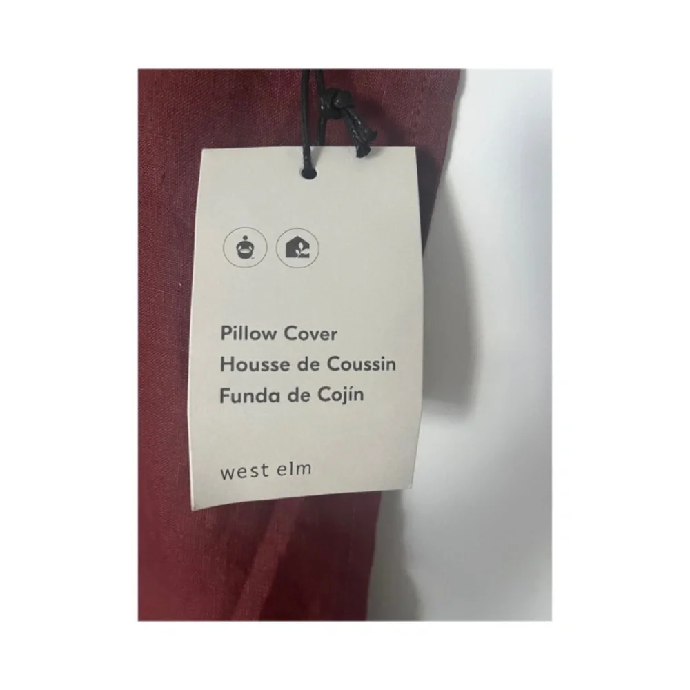 NWT West Elm Linen 20x20 square zip Maroon contemporary pillow covers shams